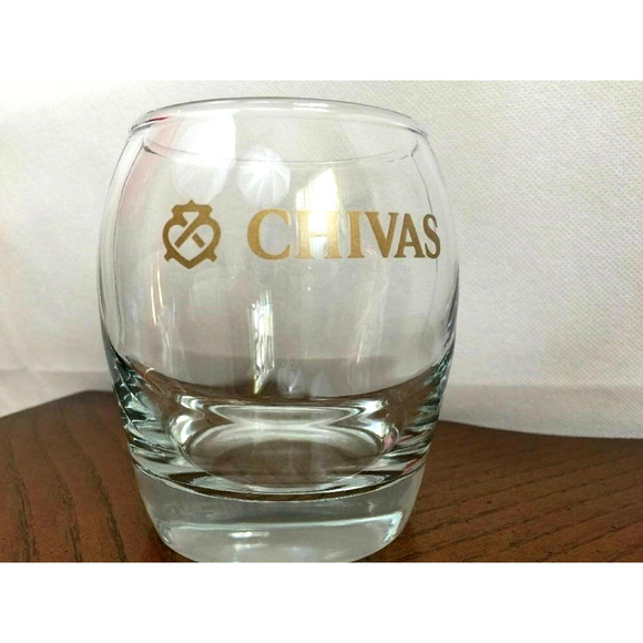 Chivas Regal Lowball Glass Round Tumbler Heavy Base Gold Logo Scotch Whiskey - Picture 2 of 9